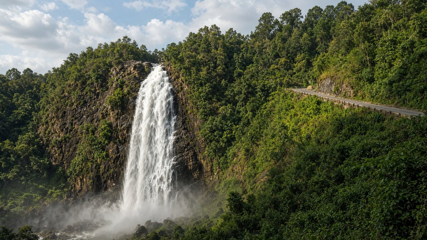 Ravana Falls beside the Ella–Wellawaya road